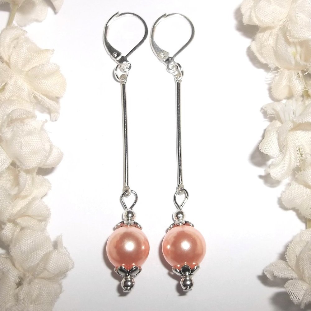 Earrings, Long Earrings, Peach Earrings, Earring, Earring, Earring, Earring 8090